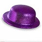 Pk 12 "PURPLE GLITTER BOWLER HAT"
