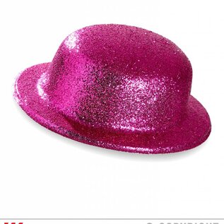Pk 12 "PINK GLITTER BOWLER HAT"