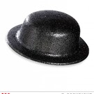 Pk 12 "BLACK GLITTER BOWLER HAT"