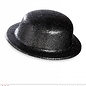 Pk 12 "BLACK GLITTER BOWLER HAT"