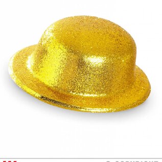 Pk 12 "GOLD GLITTER BOWLER HAT"