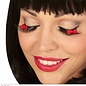 Pk  6 "BLACK EYELASHES WITH RED BOWS" with glass bottle glue