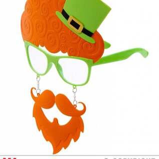 Pk 12 "ST. PATRICK'S DAY GLASSES WITH MOUSTACHE & GOATEE BEARD"