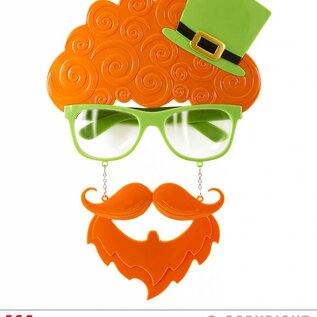 Pk 12 "ST. PATRICK'S DAY GLASSES WITH MOUSTACHE & GOATEE BEARD"