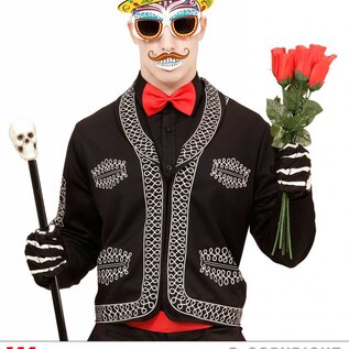 Pk 12 "DIA DE LOS MUERTOS SKULL GLASSES WITH MOUSTACHE & TEETH"