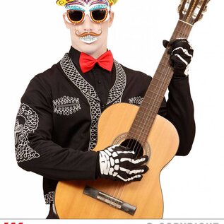 Pk 12 "DIA DE LOS MUERTOS SKULL GLASSES WITH MOUSTACHE & TEETH"