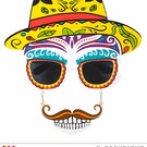 Pk 12 "DIA DE LOS MUERTOS SKULL GLASSES WITH MOUSTACHE & TEETH"