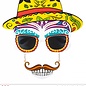 Pk 12 "DIA DE LOS MUERTOS SKULL GLASSES WITH MOUSTACHE & TEETH"