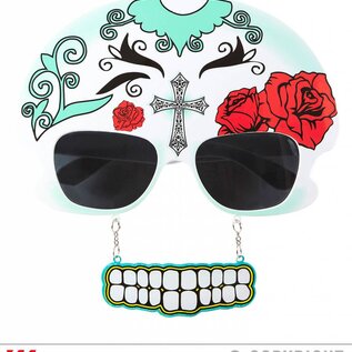 Pk 12 "DIA DE LOS MUERTOS SKULL GLASSES WITH TEETH"