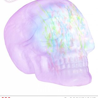 Pk  4 Sound sensor activated "SKULL WITH COLOR CHANGING KALEIDOSCOPE LIGHTS & EERIE SOUNDS" 32 cm - with "TRY ME" function