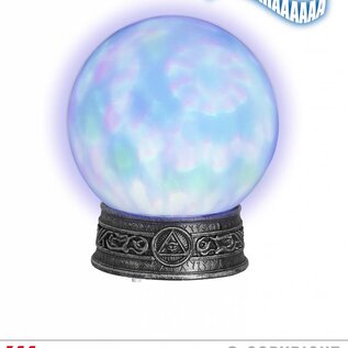 Pk  6 Sound sensor activated "CRYSTAL BALL WITH STAND, COLOR CHANGING KALEIDOSCOPE LIGHTS & EERIE SOUNDS" 20 cm - with "TRY ME" function