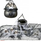 Pk  6 "HALLOWEEN DECORATIVE SET" (cauldron, 3 skulls, spiderweb & spider, chain and freaky fabric)