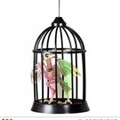 Pk  4 Sound sensor activated "CROW SKELETON IN CAGE WITH COLOR CHANGING LED LIGHT, GHOSTLY SOUNDS, EVIL LAUGHTER AND CAW" 34 cm - with "TRY ME" functi