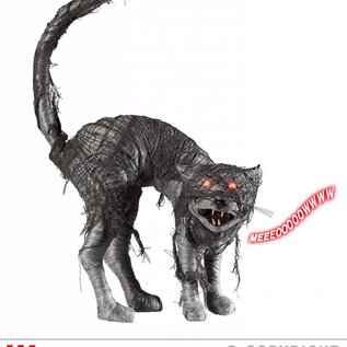 Pk  6 Sound sensor activated "ZOMBIE CAT WITH RED LED FLASHING LIGHT EYES AND EVIL MEOW" 28 cm - with "TRY ME" function