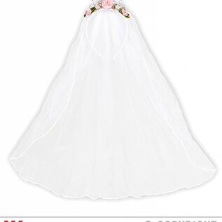 Pk 12 "WEDDING VEIL TIARA WITH PINK ROSES & DIAMONDS"