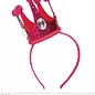 Pk 12 "PINK MINI GLITTER CROWNS WITH GEMS ON HEADBAND"