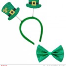 Pk  6 "ST. PATRICK'S DAY SET" (glitter mini top hats head bopper & bow tie)
