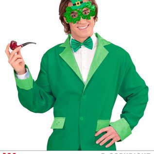 Pk 12 "ST. PATRICK'S DAY GLITTER SHAMROCK GLASSES WITH MINI TOP HAT"