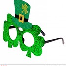 Pk 12 "ST. PATRICK'S DAY GLITTER SHAMROCK GLASSES WITH MINI TOP HAT"