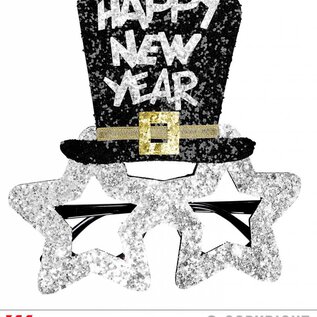 Pk 12 "SILVER HAPPY NEW YEAR GLASSES"