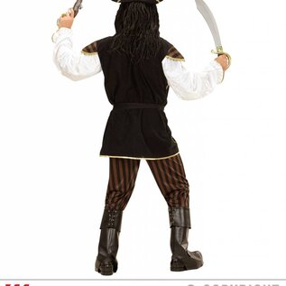 "PIRATE CAPTAIN" (shirt with vest, pants, belt, hat with feather, boot covers)