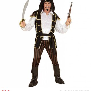 "PIRATE CAPTAIN" (shirt with vest, pants, belt, hat with feather, boot covers)