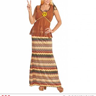 "HIPPIE WOMAN" (top with vest, skirt, headband, peace sign necklace)