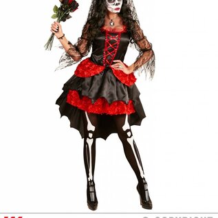 "DIA DE LOS MUERTOS BRIDE" (dress, flower veil)