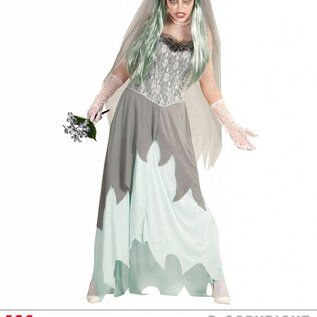 "ZOMBIE BRIDE" (dress, flower veil, flower bouquet)
