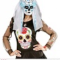 Pk  4 "DIA DE LOS MUERTOS MASK DECORATED WITH WHITE LACE VEIL, RIBBONS AND AZURE & SILVER ROSES"