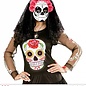 Pk  4 "DIA DE LOS MUERTOS MASK DECORATED WITH BLACK LACE VEIL & PINK ROSES"