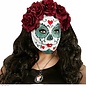 Pk  4 "DIA DE LOS MUERTOS GLITTER MASK DECORATED WITH BURGUNDY ROSES"
