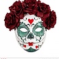 Pk  4 "DIA DE LOS MUERTOS GLITTER MASK DECORATED WITH BURGUNDY ROSES"