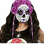 Pk  4 "DIA DE LOS MUERTOS MASK DECORATED WITH PURPLE ROSES & RIBBONS"