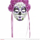 Pk  4 "DIA DE LOS MUERTOS MASK DECORATED WITH PURPLE ROSES & RIBBONS"