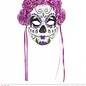 Pk  4 "DIA DE LOS MUERTOS MASK DECORATED WITH PURPLE ROSES & RIBBONS"