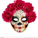 Pk  4 "DIA DE LOS MUERTOS MASK DECORATED WITH RED ROSES"
