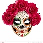 Pk  4 "DIA DE LOS MUERTOS MASK DECORATED WITH RED ROSES"