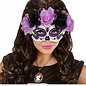Pk  6 "DIA DE LOS MUERTOS EYEMASK DECORATED WITH GLITTER PURPLE & BLACK ROSES"