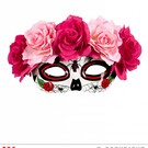 Pk  6 "DIA DE LOS MUERTOS EYEMASK DECORATED WITH RED & PINK ROSES"
