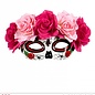 Pk  6 "DIA DE LOS MUERTOS EYEMASK DECORATED WITH RED & PINK ROSES"