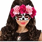 Pk  6 "DIA DE LOS MUERTOS EYEMASK DECORATED WITH RED & PINK ROSES"