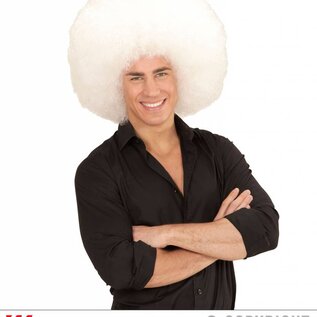 Pk  6 Top quality "WHITE OVERSIZED AFRO WIG" in polybag