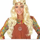 Pk  4 Blonde "HIPPIE / MEDIEVAL WIG WITH DAISY HEADBAND" in polybag