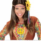 Pk  4 BROWN "HIPPIE WIG WITH MULTICOLORED SUNFLOWER HEADBAND" IN POLYBAG