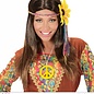 Pk  4 BROWN "HIPPIE WIG WITH MULTICOLORED SUNFLOWER HEADBAND" IN POLYBAG