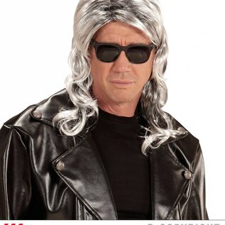 Pk  6 Grey "80s MULLET WIG" in polybag