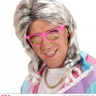Pk  6 Grey "80s MULLET WIG" in polybag