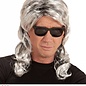 Pk  6 Grey "80s MULLET WIG" in polybag