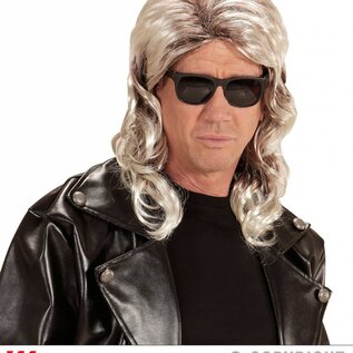 Pk  6 Blond "80s MULLET WIG" in polybag